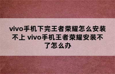 vivo手机下完王者荣耀怎么安装不上 vivo手机王者荣耀安装不了怎么办